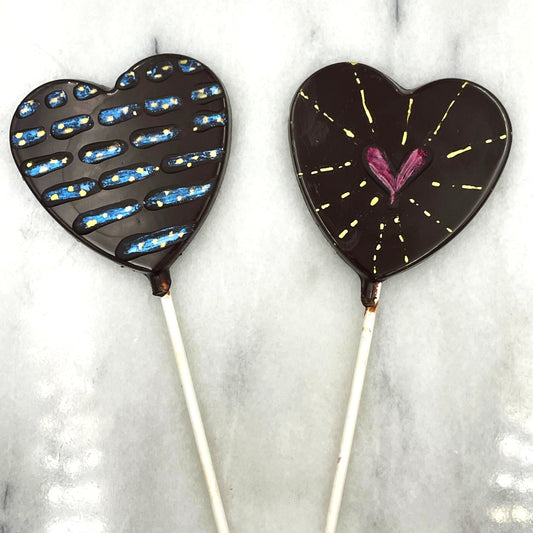 Hand Painted Heart Lollies. Vegan